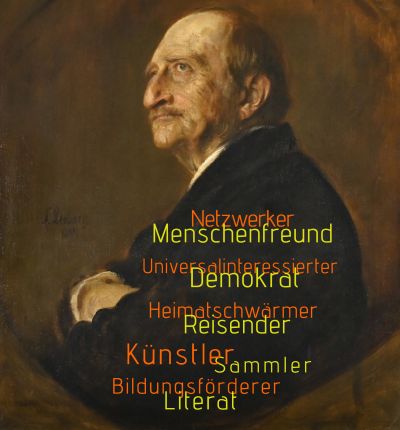 Ölgemälde Porträt Hermann Allmers mit Begriffen