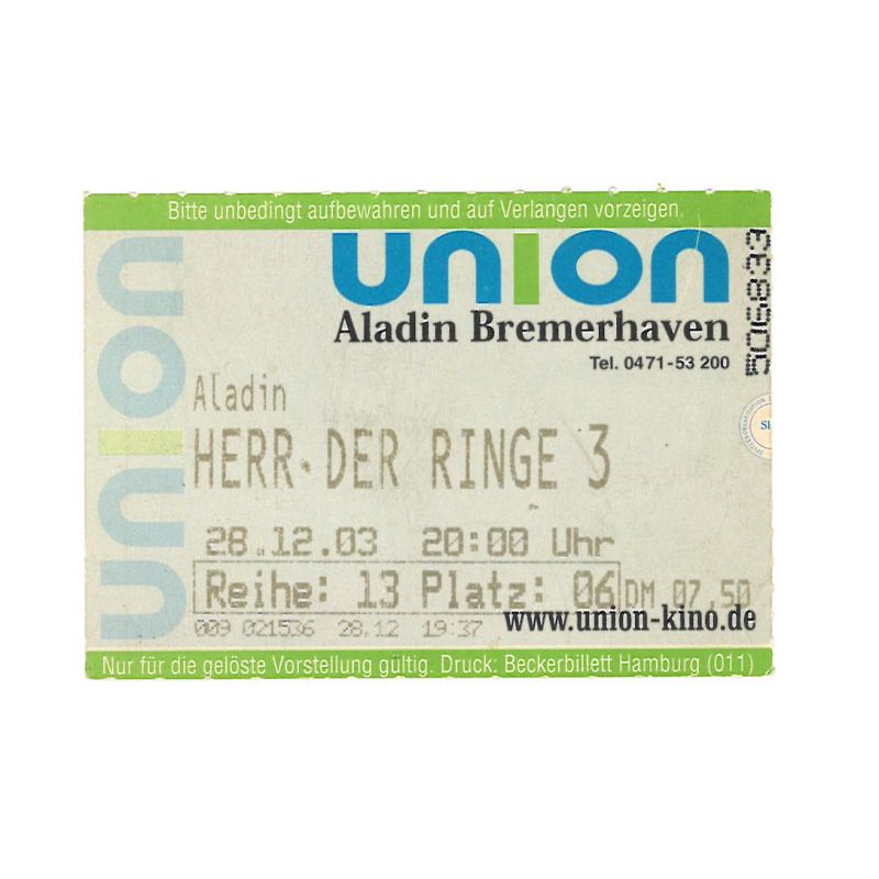 Kinoticket Aladin-Kino Bremerhaven: Herr der Ringe 3