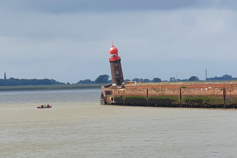 Der Nordmolenturm in Schieflage August 2022
