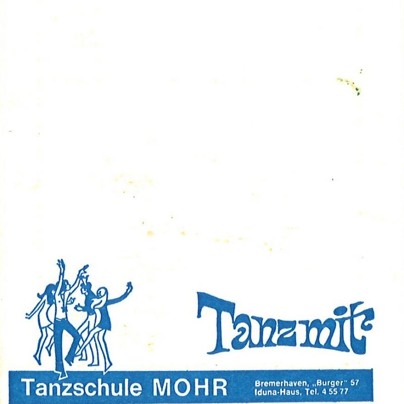 Frontseite Kursuskarte Tansschule Mohr Bremerhaven.
