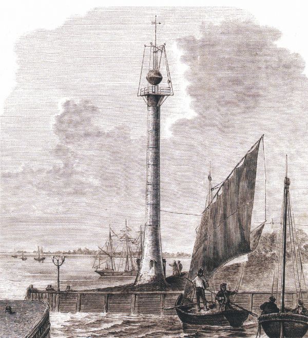 Historische Grafik mit dem Zeitball