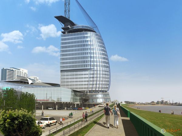 Rendering Sail City Hotel und Deich