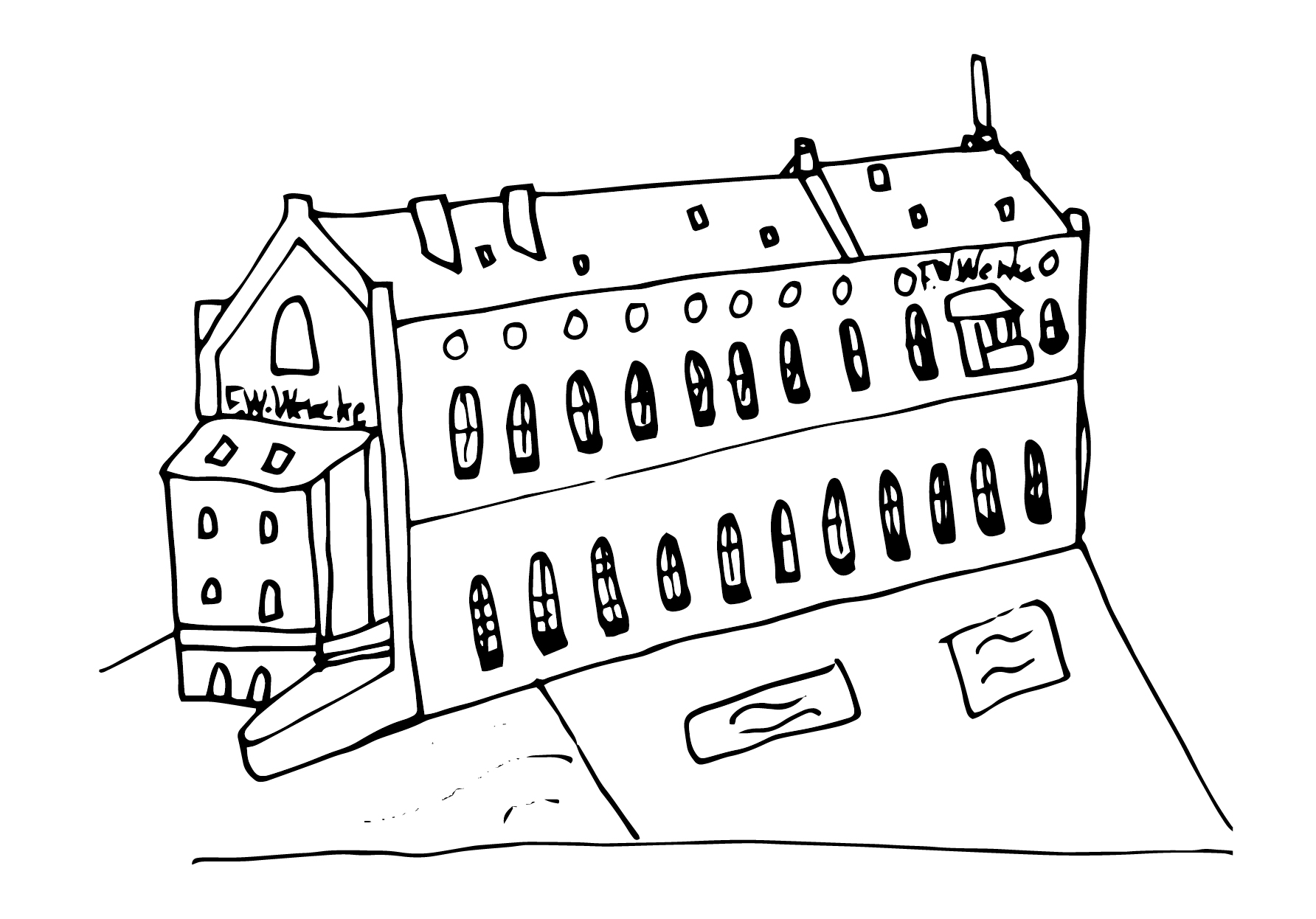 Zeichnung Gebäude der Wencke-Werft