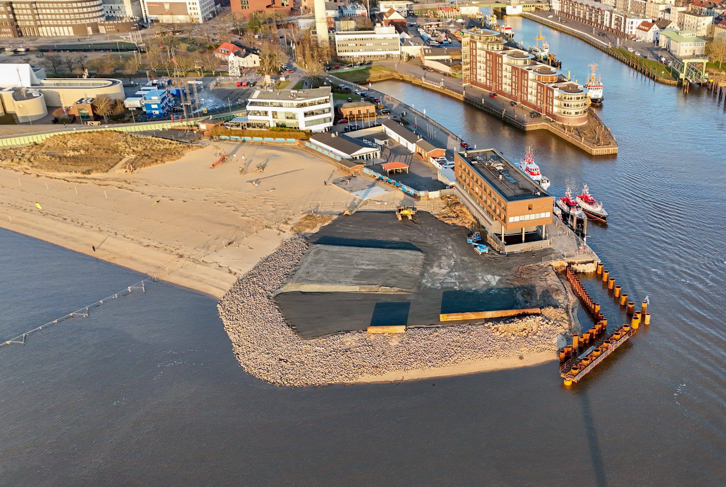 Luftbild Bauarbeiten Nordmole